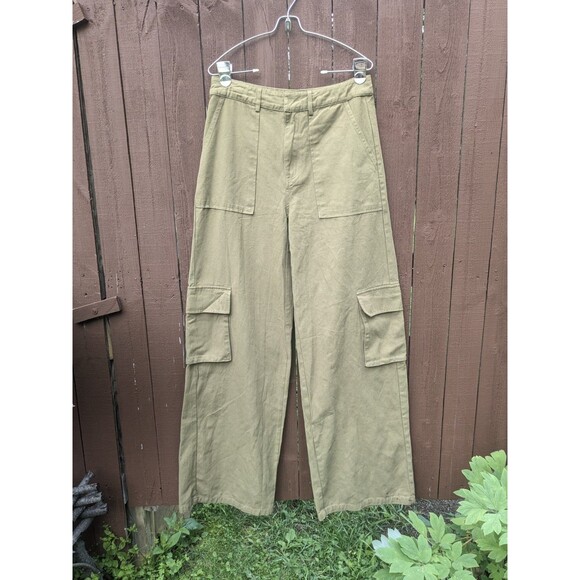 Naked Wardrobe Green Wide Leg Cargo Pants Womene Size S Military Street Style - Picture 1 of 9